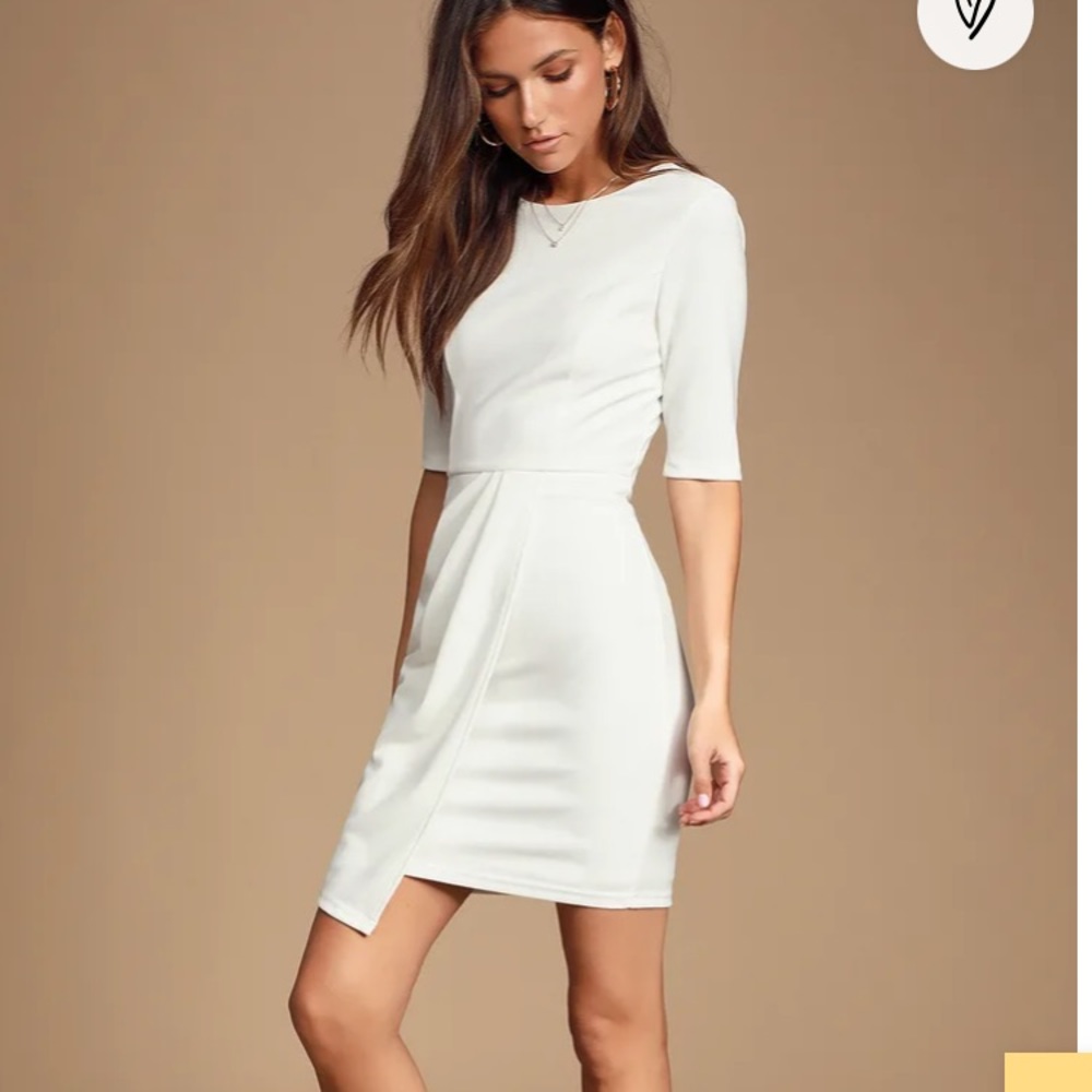Lulus Westwood White Half Sleeve Sheath Dress